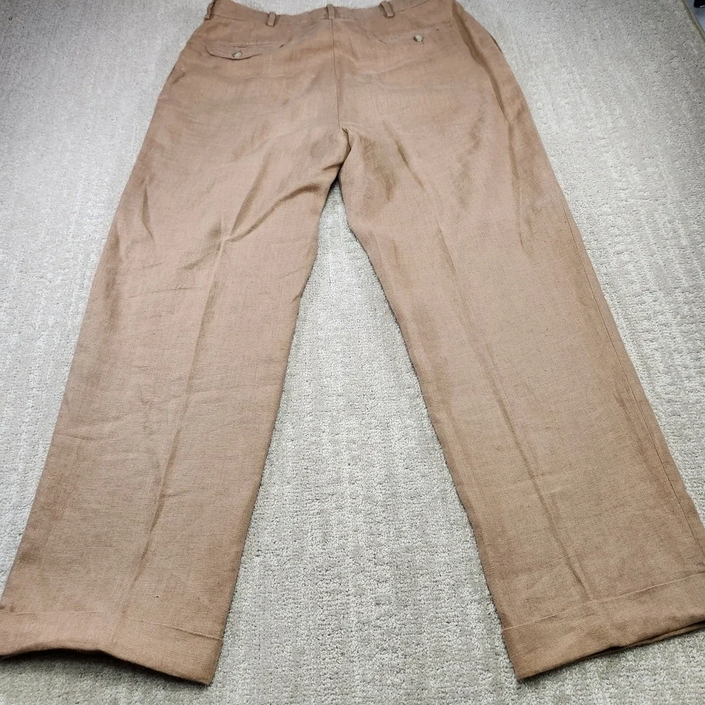 Vintage Polo Ralph Lauren Linen Pants Men 34x30 Pleated High Rise Trouser Flowy